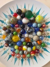 1 lb Lot of Mixed Marbles Shooters Agates Glass Variety 16