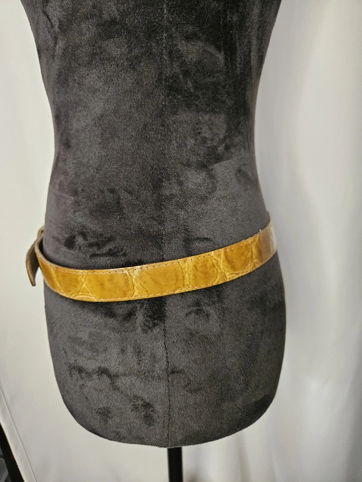 Cinturón vintage de imitación de cuero con estampado de cocodrilo marrón para mujer grande 38" 1" con hecho en EE. UU. Foto 2 de 4
