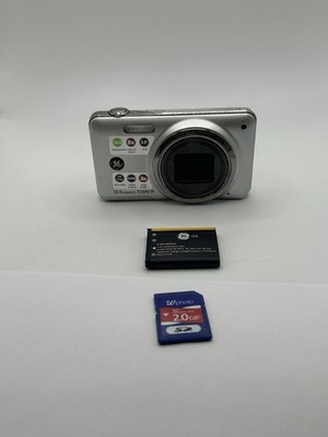 GE E1680W Silver 16MP 8X Optical Zoom 28mm Wide Angle Digital Camera