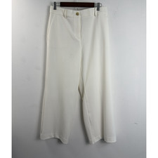 Ann Taylor Woman's Curvy Wide Leg Pant Size 8 Ivory Stretch High Rise
