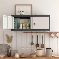 Metal Locking Cabinet, Garage Wall Cabinet, Steel Storage with Doors and Shelves