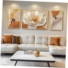 Extra Large Modern Elegant Floral Wall Art, 3 30" H x 80" W Elegant Flower