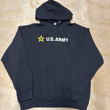 U.S. Army Classic Logo Pullover Hoodie Adult Large Black New Jerzees Brand