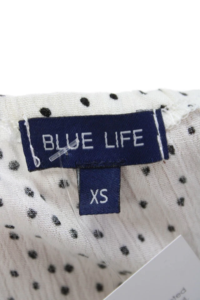 Blue Life Womens Sleeveless Drawstring Polka Dotted Jumpsuit White Size XS - Image 4 of 4