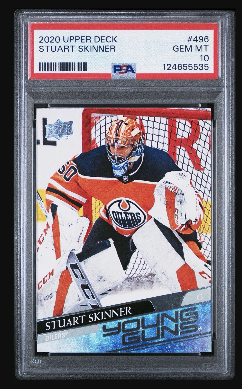 Stuart Skinner 2020-21 Upper Deck #496 Young Guns Edmonton Oilers PSA 10