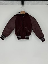 NEW  DeLONG Varsity Award Letterman Jacket Sz Youth S Wool Blend Maroon Snap