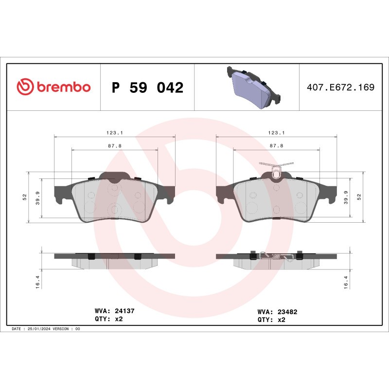 Brake Pads Set fits FORD TOURNEO CONNECT TDCi Rear 1.8 1.8D 02 to 13 Brembo New - Image 27