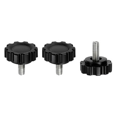 3Pcs für M5 x 12mm Male Thread Knurled Knobs Handles Hand Clamping Screws Black