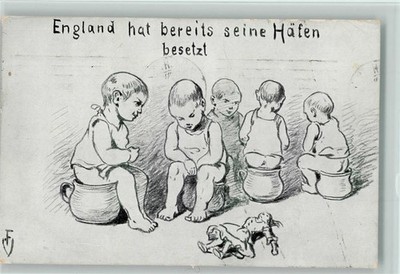13017947 - England has already occupied its ports - babies 1914 postcard WW I AK