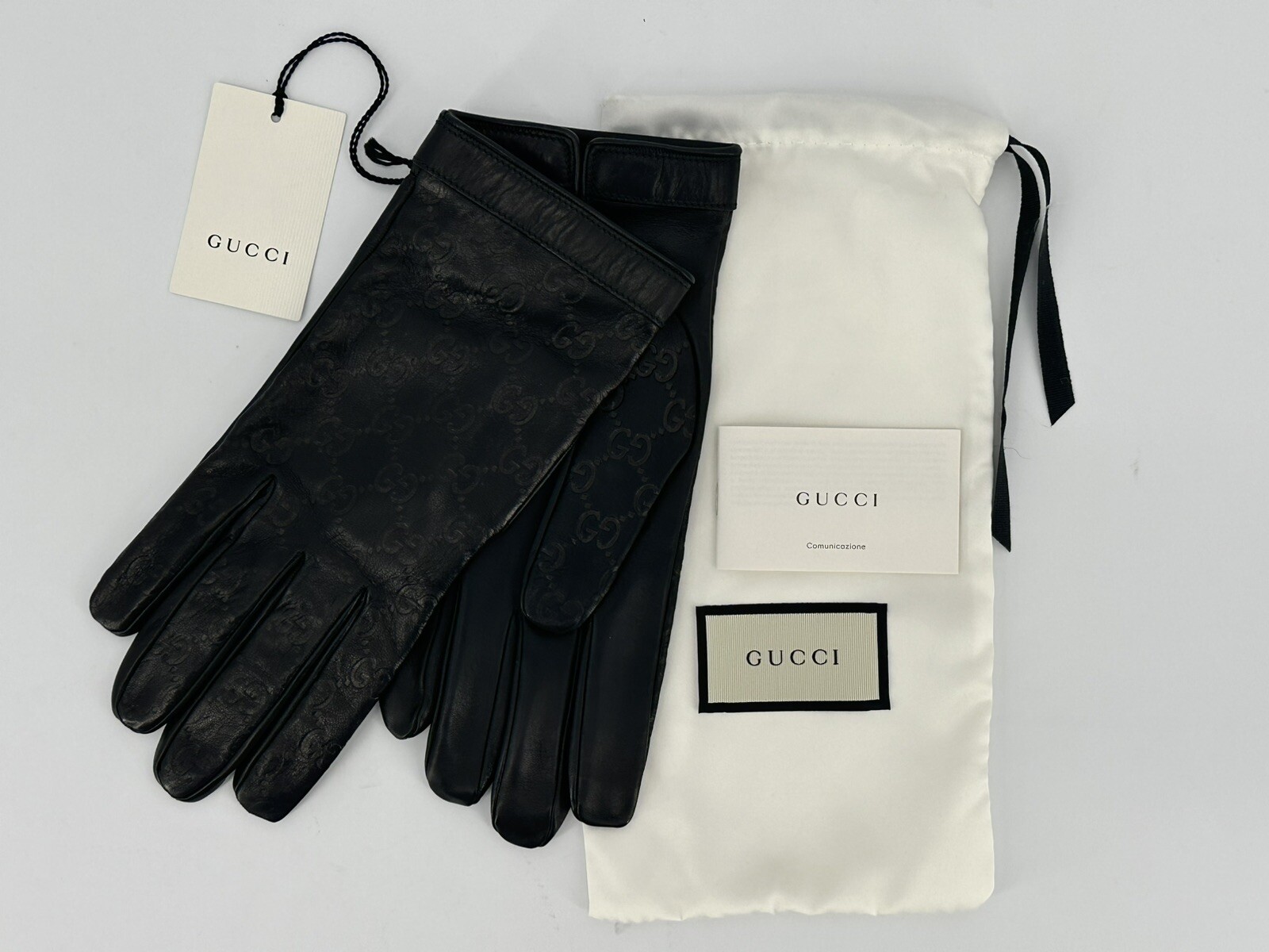 New Luxury Genuine GUCCI Men's Gloves-434211- Leather Large-9-M w.. image 2