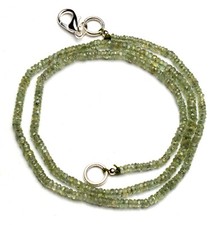 Natural Gem Green Sapphire Faceted 2.5 to 3.5mm Size Rondelle Beads Necklace 18"