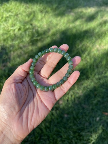 Echtes Nephrit Jade 8 x 6 mm Perlenarmband A924 1 - Bild 2 von 14