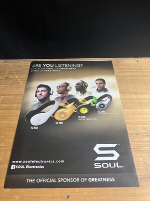 2012 VINTAGE 8X11 PRINT AD FOR SOUL HEADPHONES LUDACRIS,TIM TEBOW,USAIN BOLT+