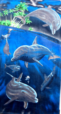 Dolphin Island Velour Beach Bath Towel 30x60 100% Cotton
