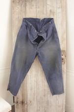 Vintage French travaille bleus Work wear denim blue pants large 46 inch waist