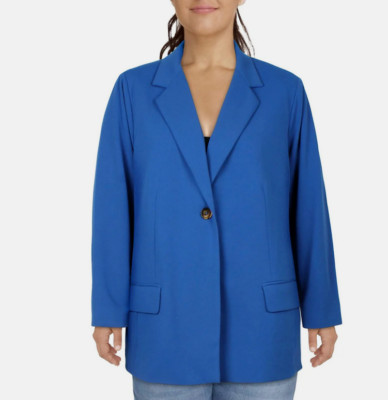 $179 Maree Pour Toi Plus Womens Office One-Button Blazer, Blue, 22