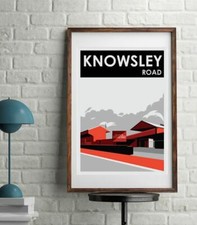 St Helens rugby league, Knowsley Road retro art print poster
