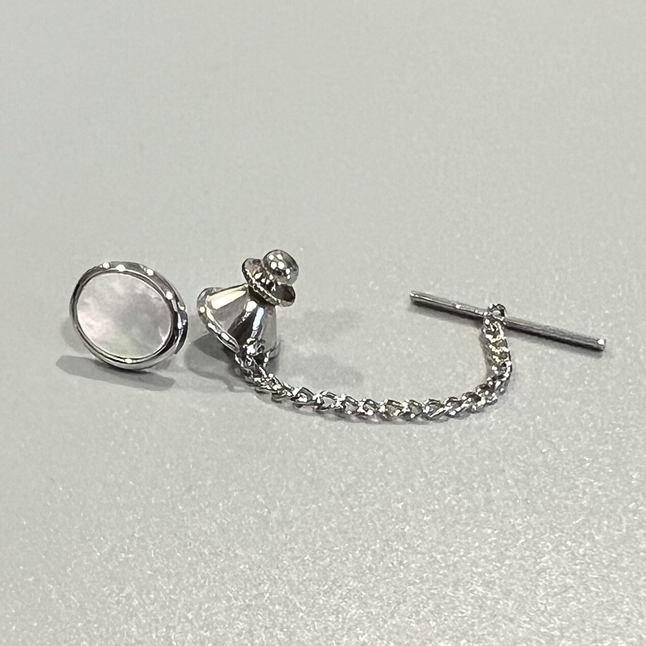 Oval Mother Pearl Tie Tack Pin Men Birthday Father’s Day Gift