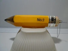 GLASS YELLOW No.2 PENCIL 7" ORNAMENT UNRANDED (CB4175)