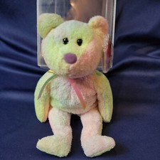 TY Beanie Baby GROOVY bear with Tag ERRORS  RARE Tush Tag w protective case