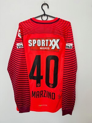 JUNGE JUNGEN MATCH WORN TORWART FUSSBALL LANGARM #40 MARZINO SIGNIERT SHIRT