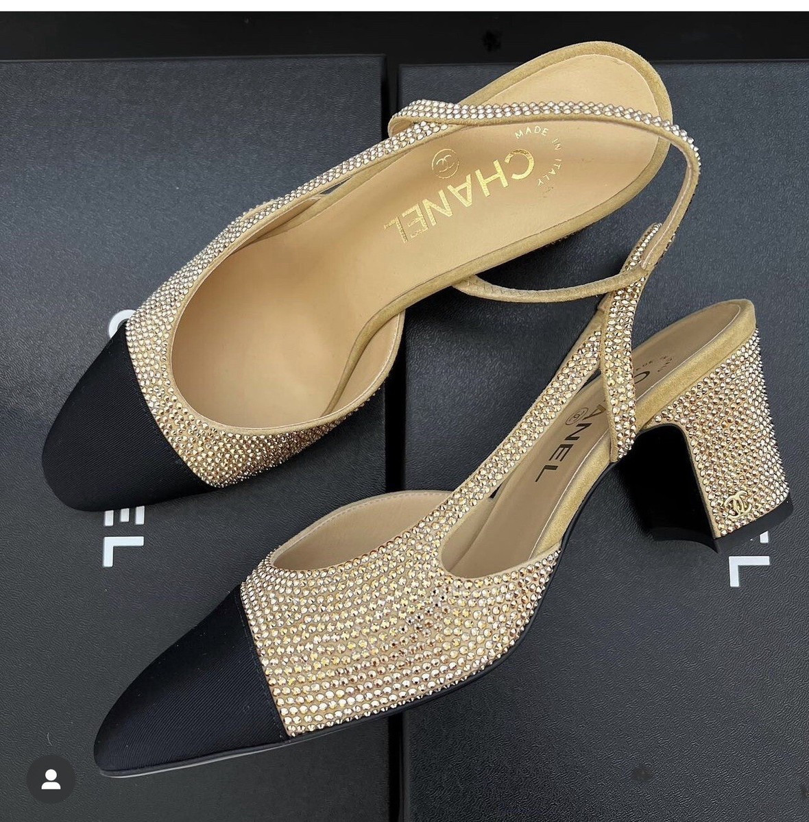 シャネルslingback Brand New Chanel 23E Crystal Slingback Shoes | eBay