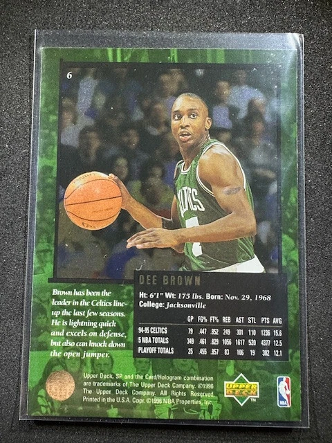 Dee Brown 1995-96 SP Championship BASKETBALL #6 Boston Celtics - Image 2 of 2