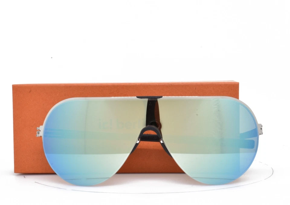 iC! Berlin Gafas de sol Panorama ESCUDO CROMADO PLATA ESPEJO MARRÓN LENTE 138-0-145 Foto 2 de 4