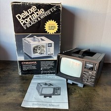 NEW Broksonic 5" Deluxe Portable Black & White TV CTRE684UL 3 Way AC/DC/Battery