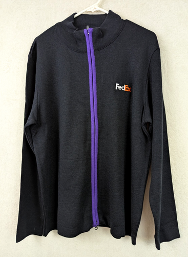 NWOT FedEx sz L Sweater zip up black purple long sleeves men 0633
