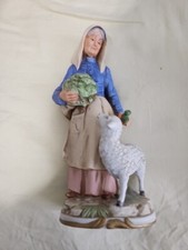 Lady with Her Sheep Garden Homco Vintage No Damage (Heavy )