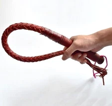 Handmade Leather Horse Bull Whip Riding Crop Cowboy Horsewhip Bull