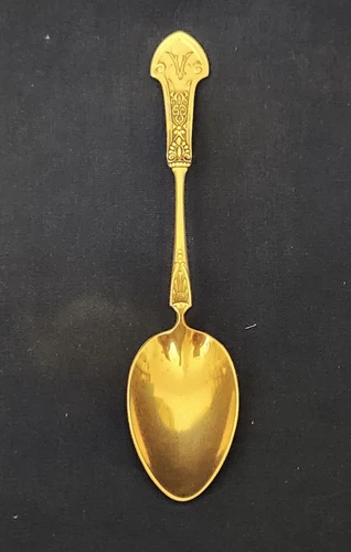 1872 Gorham Corinthian Sterling Silver Gold Wash Bowl Demitasse Spoon  4.25" 10g