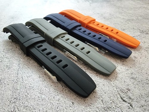Correa de reloj de buceo de goma de silicona con extremo curvo 22 mm negro gris naranja azul - Imagen 10 de 17