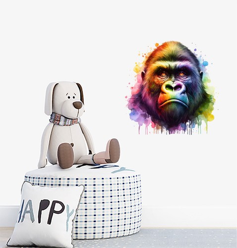 Bunte Regenbogen Gorilla Wandkunst Schlafzimmer Kinderzimmer Dekor Auto Vinyl Aufkleber Aufkleber - Bild 2 von 7