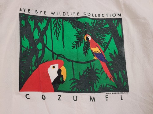 Bye Bye Wildlife Shirt Mens Large White Button Down Parrot Tropical Jungle 90s - 第 14/16 張圖片