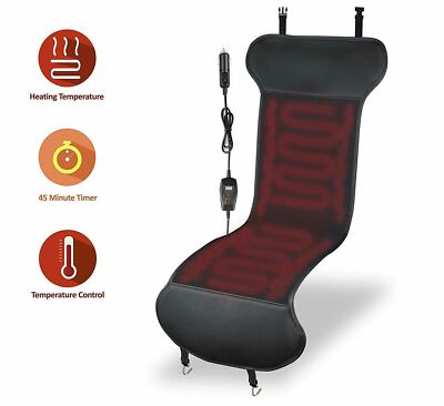 Zone Tech Car Heated Leather Black Seat Cover Cushion great for winter driving  