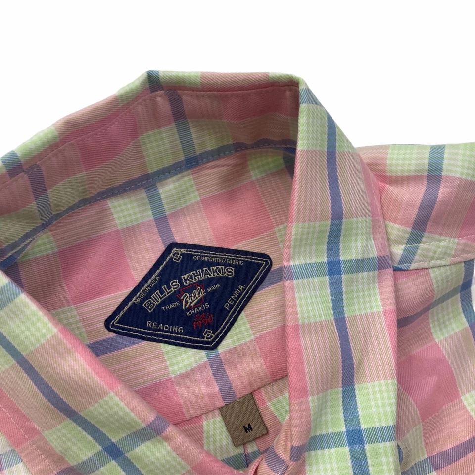 Camisa de vestir Bills Khakis azul a cuadros manga larga con botones para hombre M Foto 3 de 3