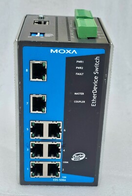 MOXA MODEL EDS-508A, 8 PORT, 508 SERIES INDUSTRIAL ETHERDEVICE SWITCH