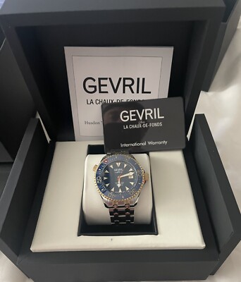 Gevril Men 48803 Hudson Yards Swiss Automatic Diver Rotating Ceramic Bezel Watch