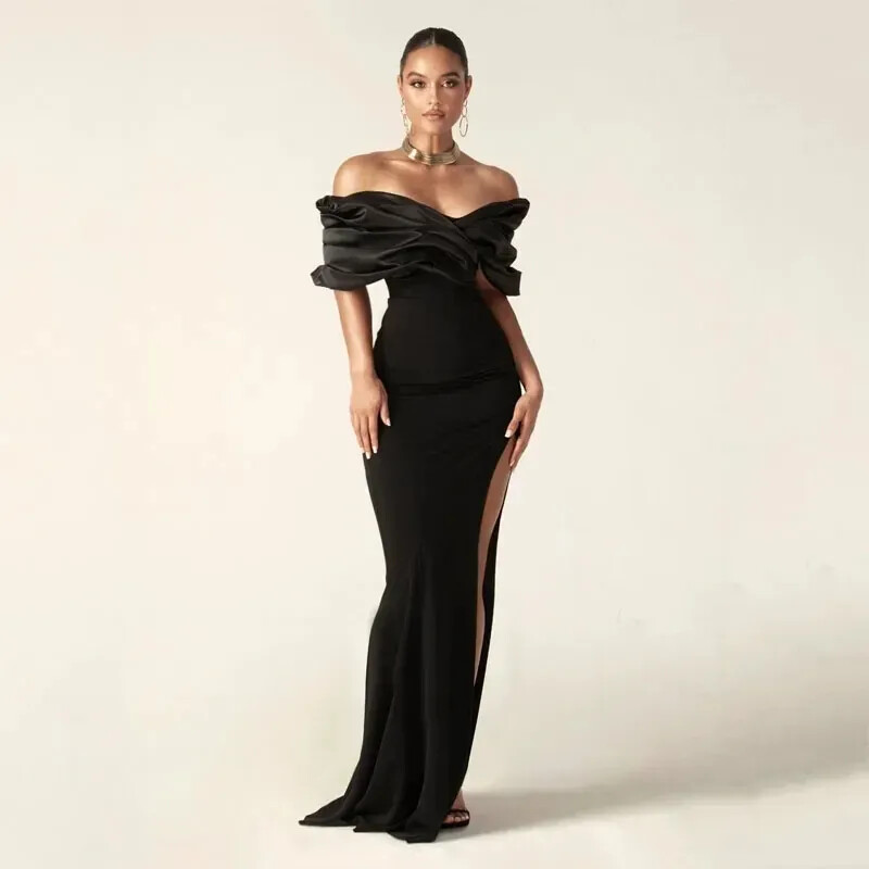 green emerald velvet dress Dream Crush Lace-Up Back Side Split Midi Dress Black main image 0