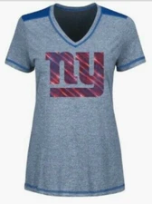 New York Giants NFL Majestic Women's Bright Lights V-Neck T-Shirt