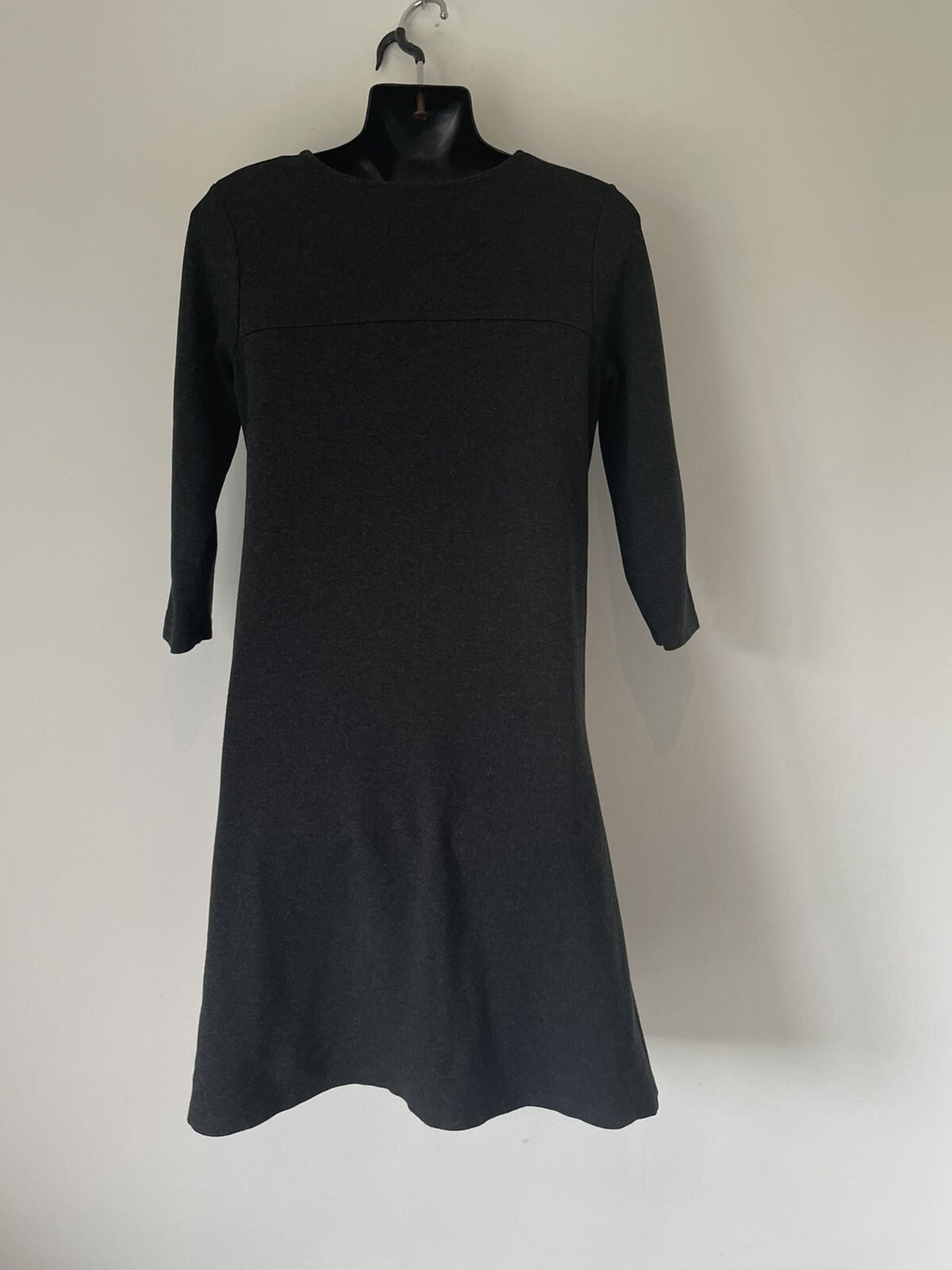 THE WHITE COMPANY DRESS CHARCOAL GREY 3 / 4 SLEEVE JERSEY SHIFT DRESS