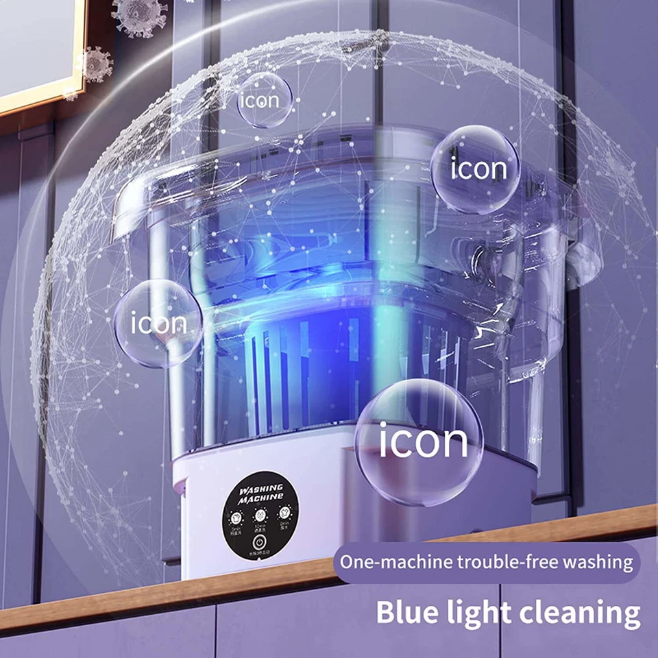 Portable Small Mini Washing Machine Washer Foldable Washer and Spin Dryer Travel - Image 3 of 4