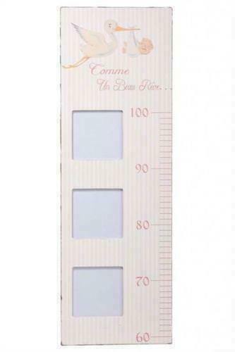 Wooden Pink Height Chart Photo Frame for Children Girl Nursery French Style