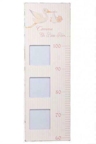 Wooden Pink Height Chart Photo Frame for Children Girl Nursery French Style - Picture 1 of 3