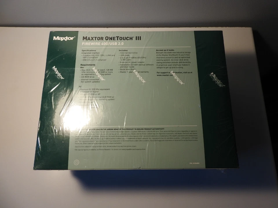 NEW! Boxed Maxtor One Touch III 320GB USB 2.0 External Hard Drive IEEE 1394a - Image 3 of 4