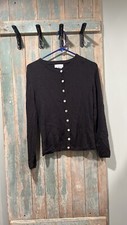 Worthington Ladies Large Button Up Long Sleeve Black Sweater 1 Button Broke