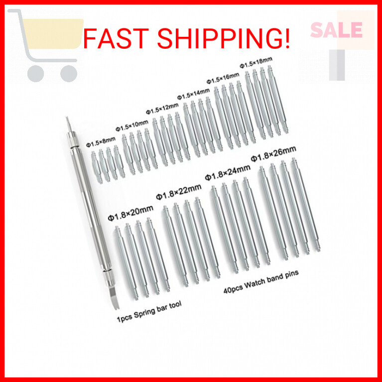 Wellfit Watch Band Pins Replacement Kit with 40pcs Heavy Duty Stainless