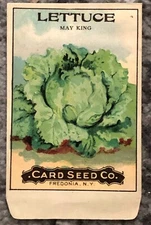Lettuce Seed Pack Antique Original 1900's Fredonia New York NY Card Co. EMPTY